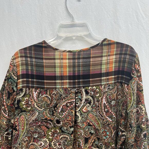 Fig and Flower Tunic Top Dress XL Brown Green Paisley Floral Romantic Flowy - Picture 11 of 14